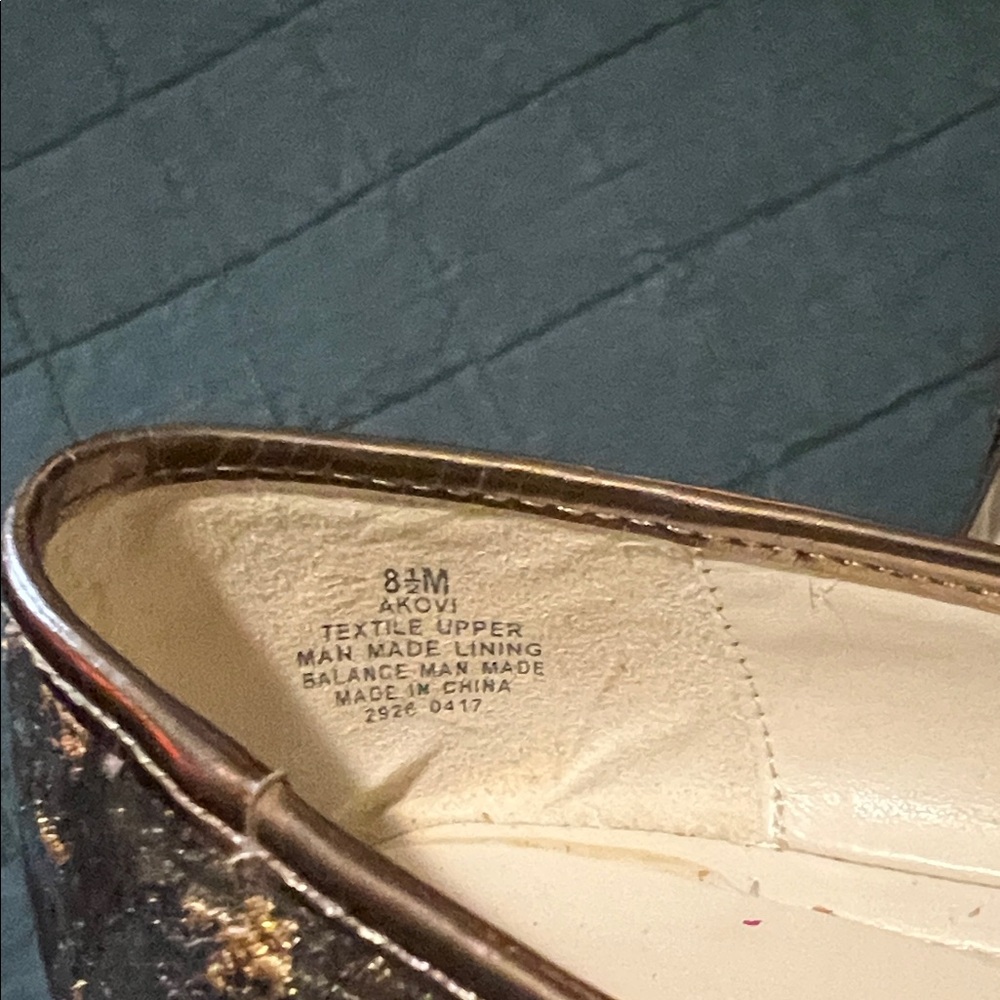 Anne Klein Ovi Flats Gold Brown Metallic Brocade Fabric - Picture 4 of 10